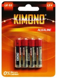 Батарейки KIMONO ААА (мизинчиковые) LR03-BL4 алкалиновые