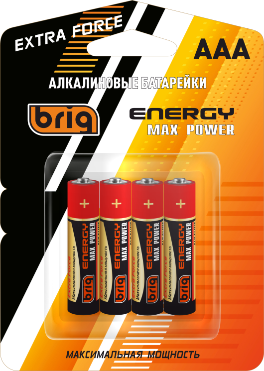 Батарейки мизинчиковые ААA алкалиновые в блистере Brig ААА LR03 MAX POWER