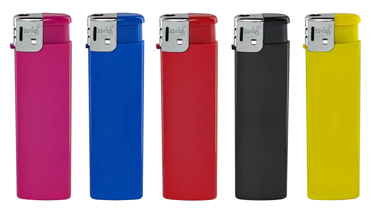 Зажигалка пьезо B-577 5 цветов одноразовая